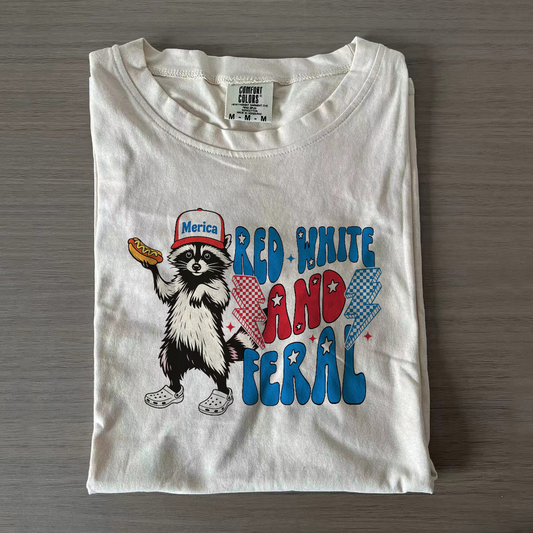 Red White And Feral Funny USA Shirt