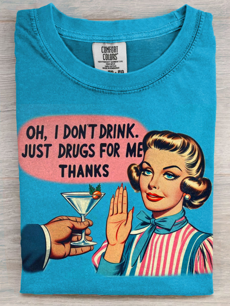 Vintage Funny Art Print Casaul Short Sleeve T-shirt