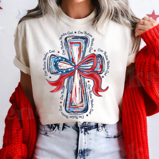 One Nation Under God Coquette Bow T-shirt