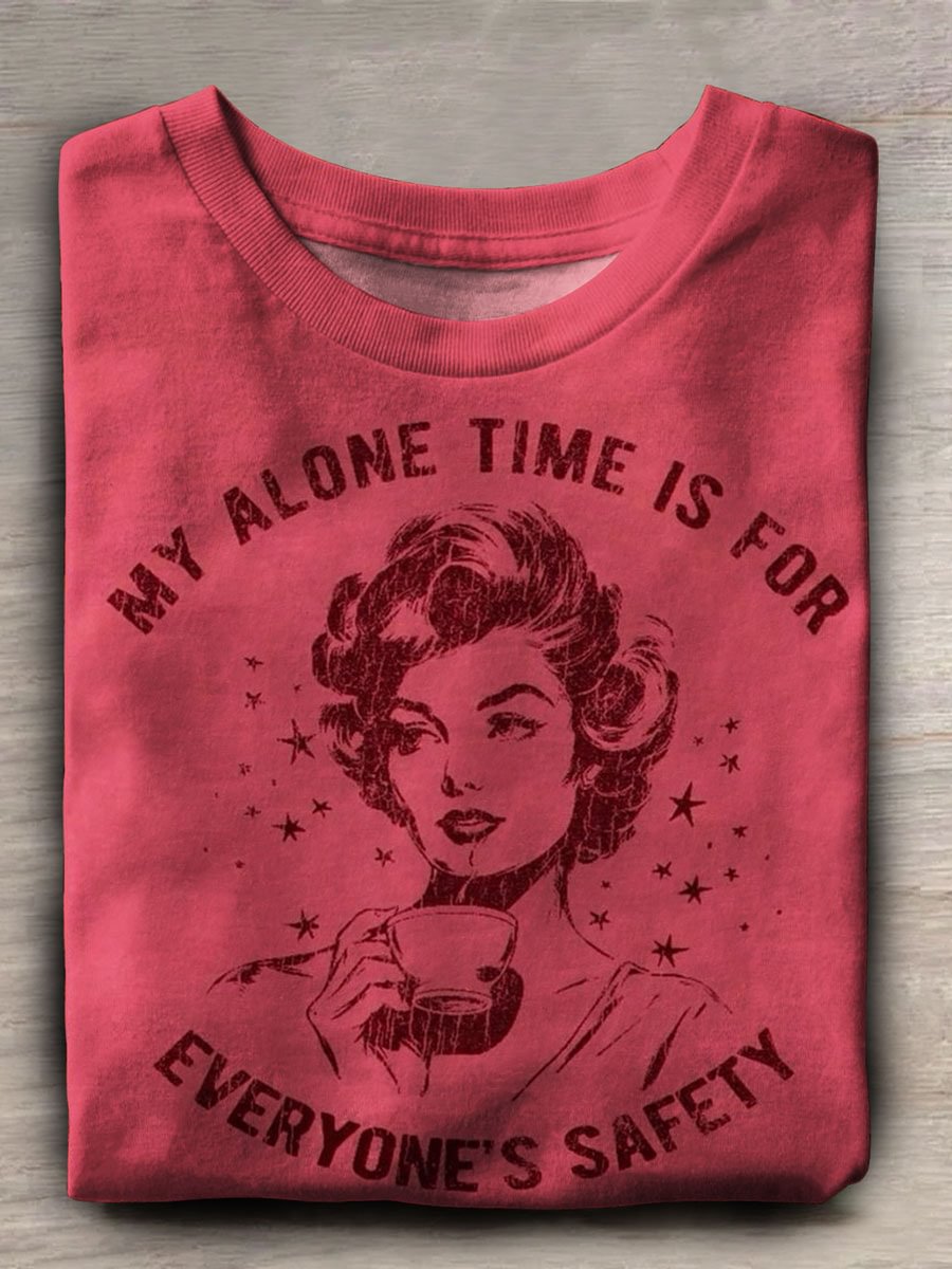 Vintage Funny Word Art Print Casual T-shirt