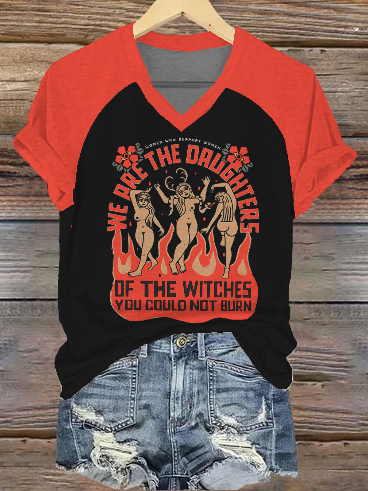 Daughter of the Witches Print V-neck T-Shirt
