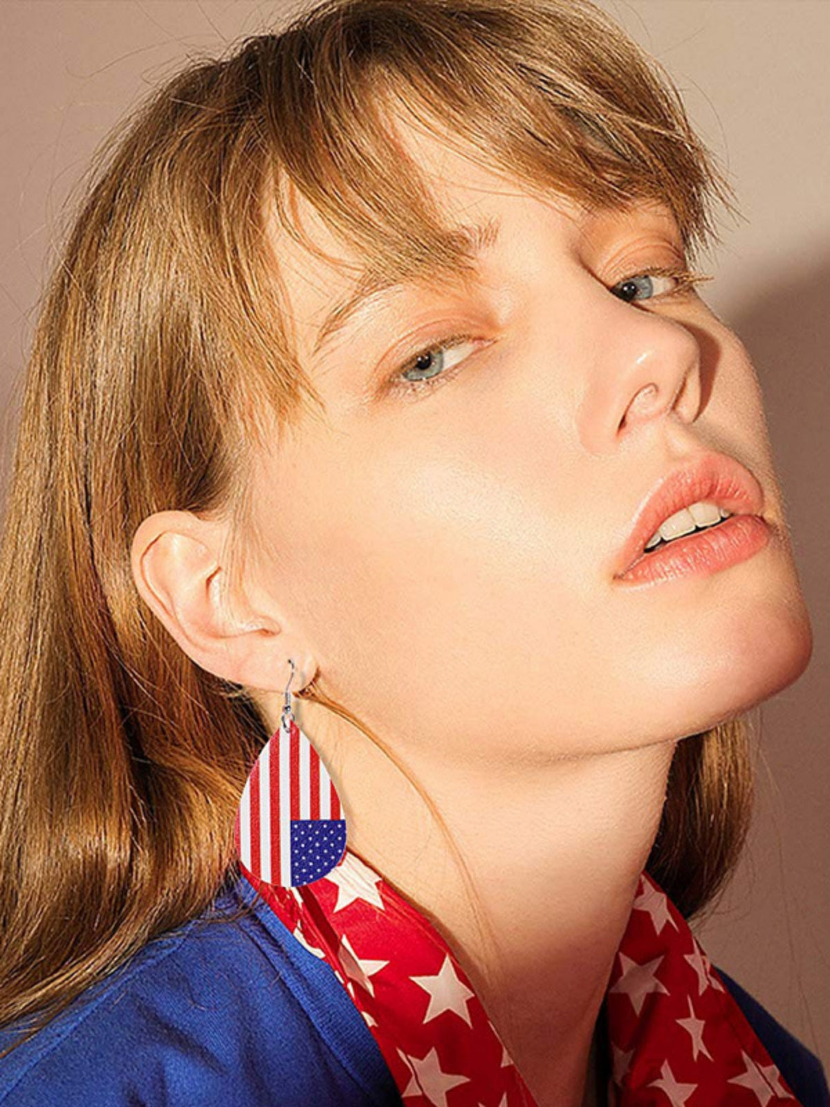 Star Stripe Print Earrings