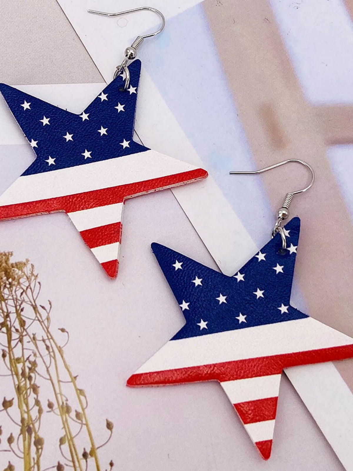 Star Stripe Print Earrings