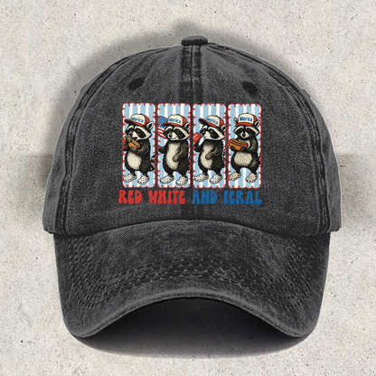 Preppy Red White and Feral Printed Baseball Cap