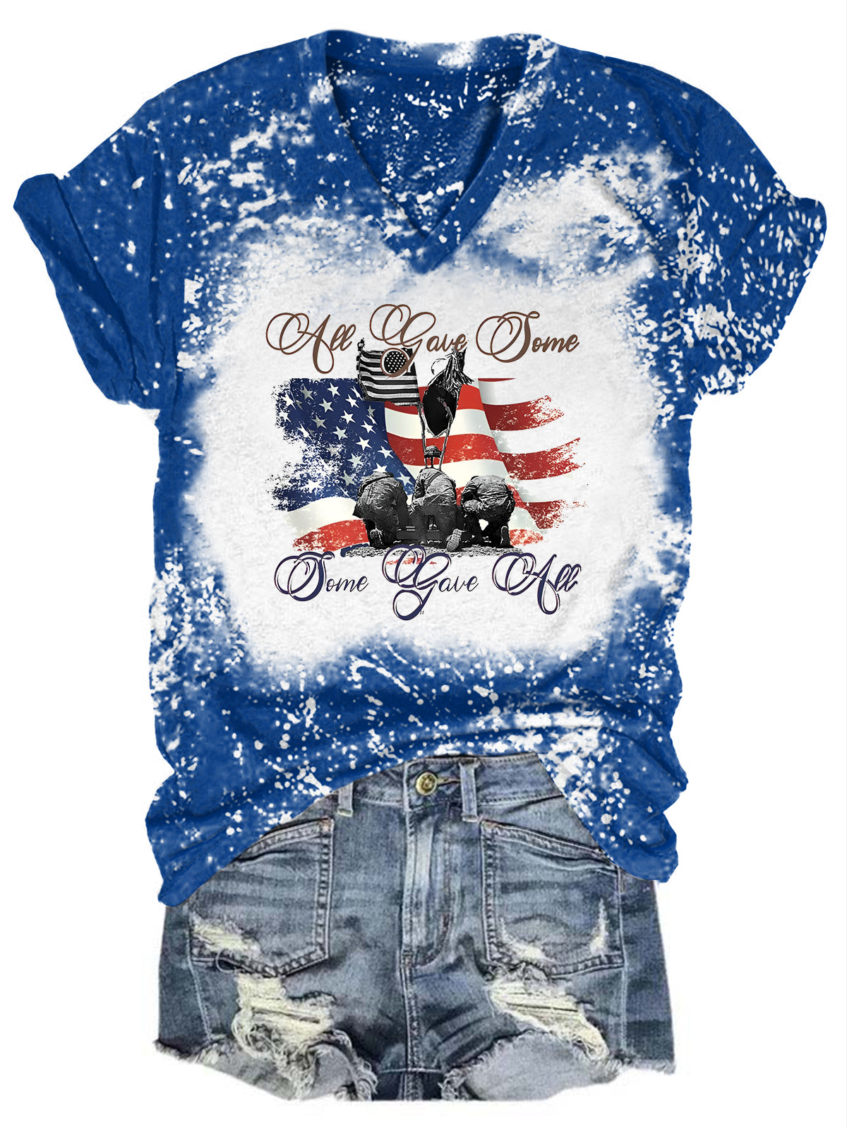 Some Gave All Tie Dye V Neck T-shirt