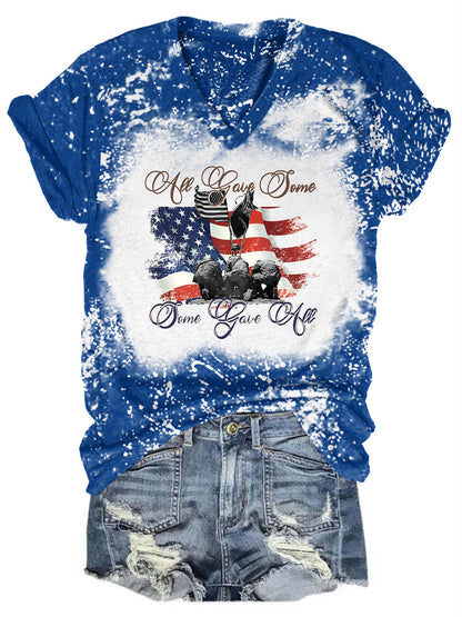 Some Gave All Tie Dye V Neck T-shirt