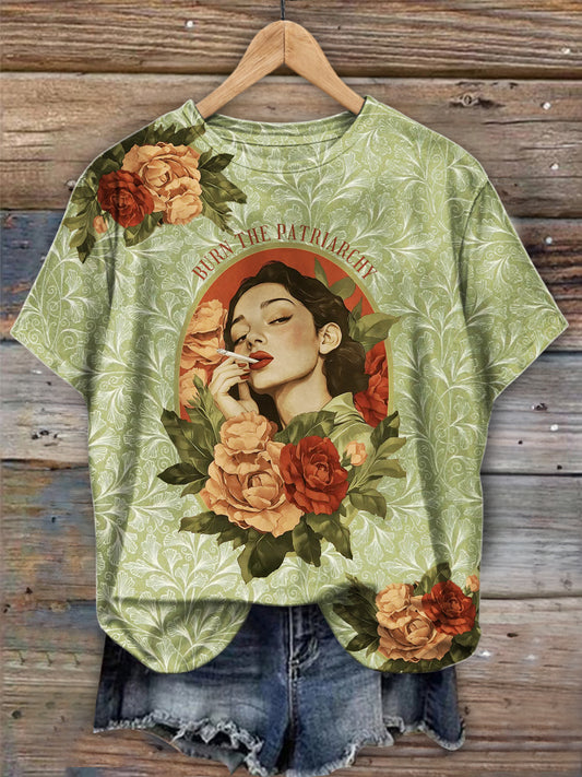 Burn the Patriarchy Retro Art Print Feminism T-shirts