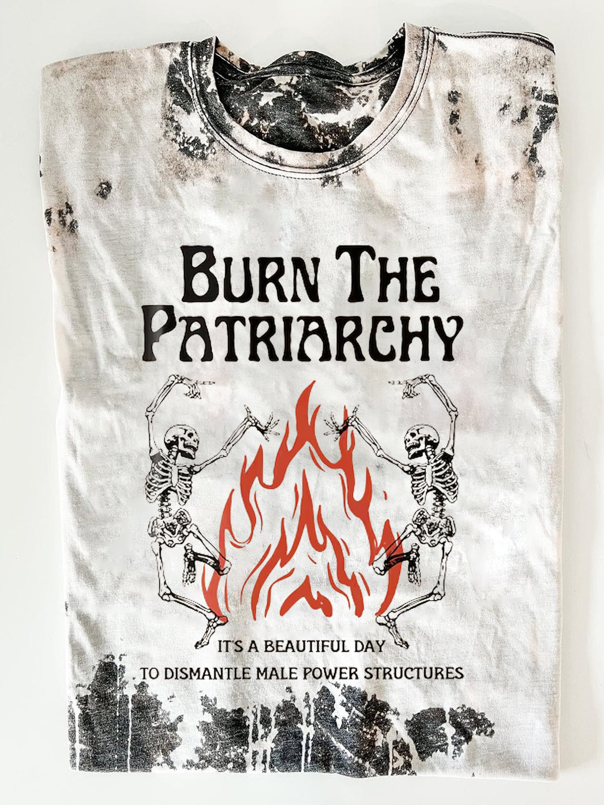 Burn The Patriarchy Print Feminist Tie Dye Shirt