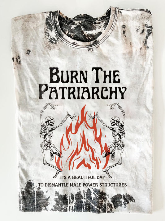 Burn The Patriarchy Print Feminist Tie Dye Shirt