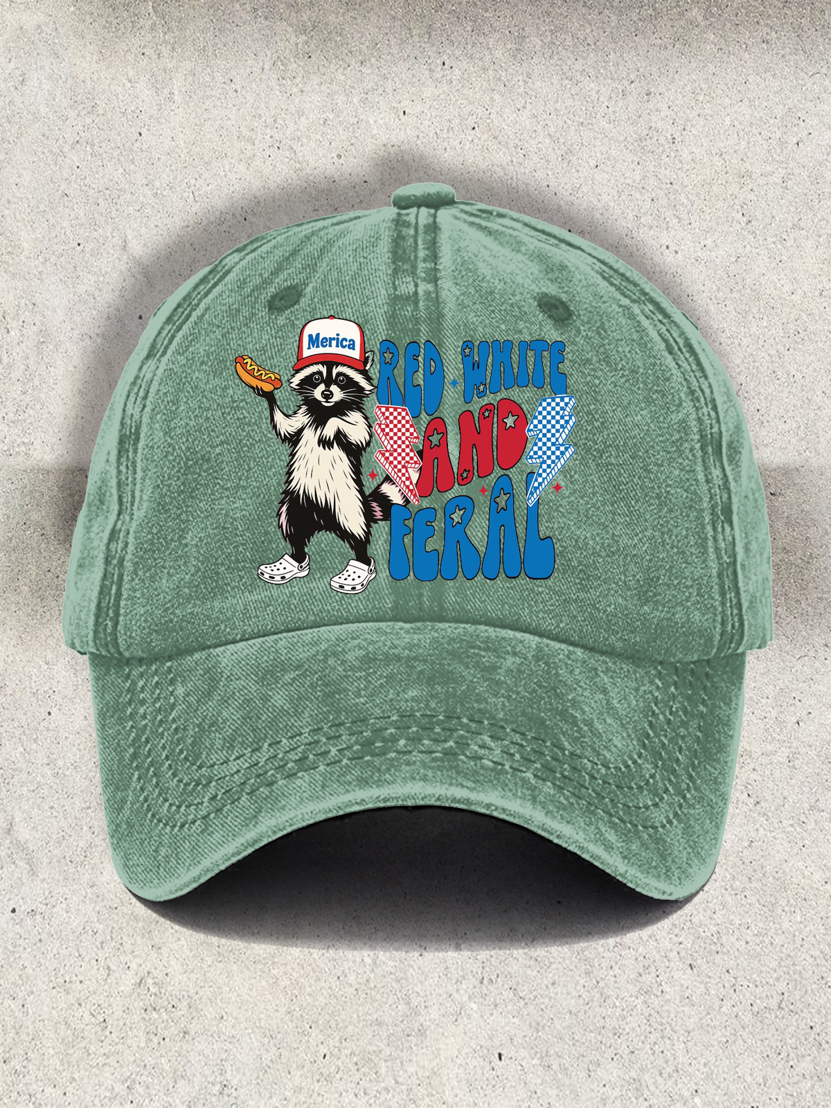 Red White And Feral Printed Baseball Cap