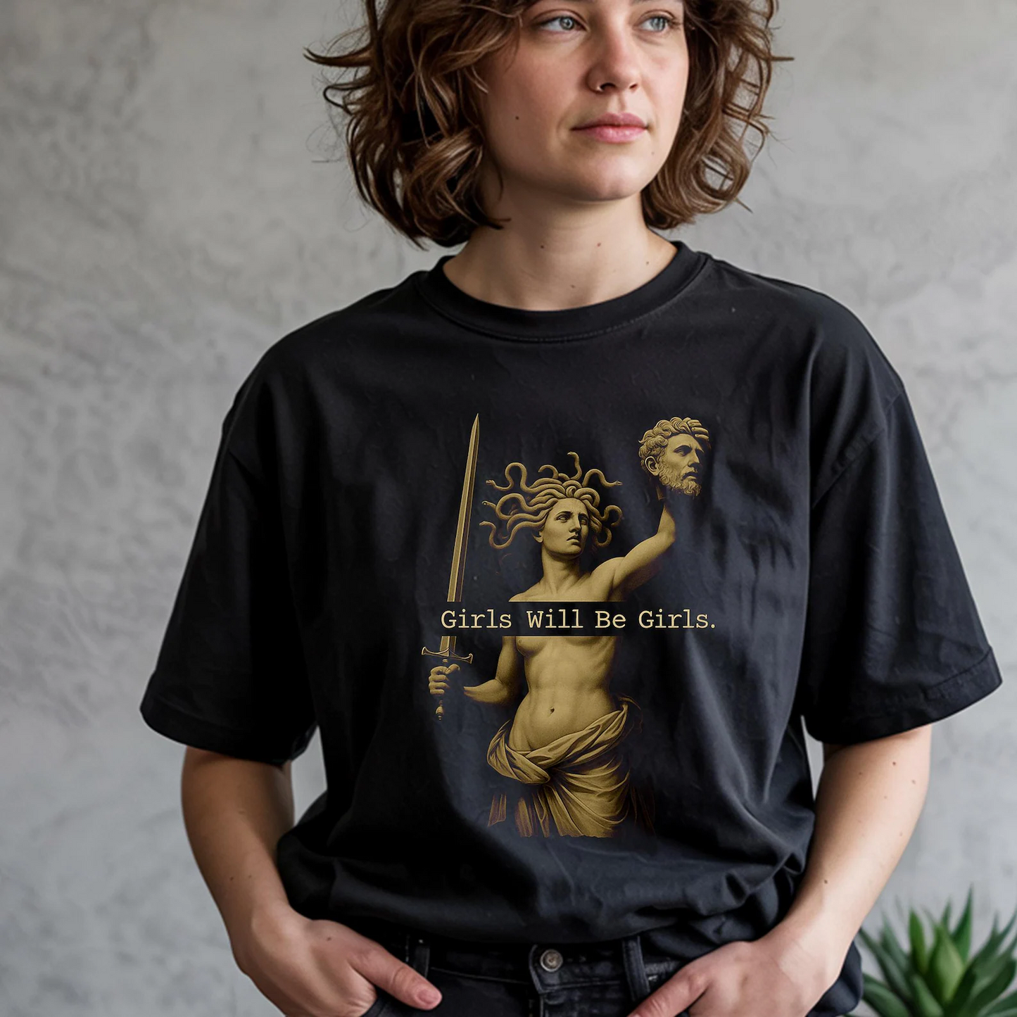 Girls Will Be Girls Vintage Medusa Holding Head Shirt