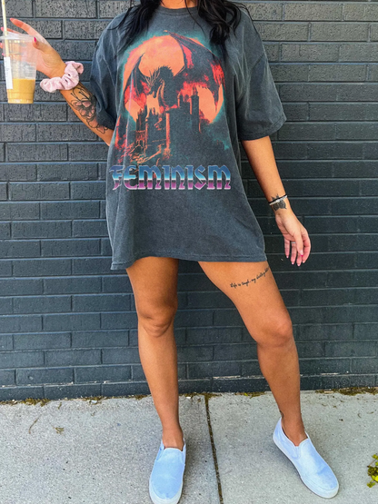 Feminism Dragon Graphic T-Shirt