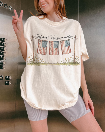 God Shed His Grace On Thee 4th of July Christian Shirt