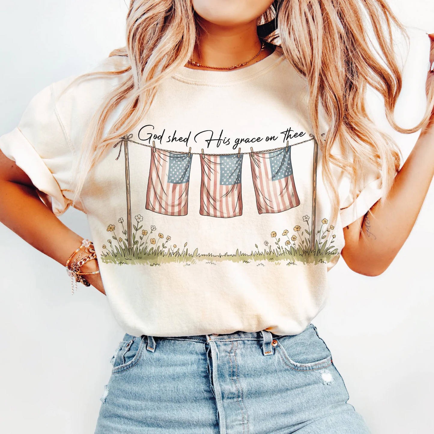 God Shed His Grace On Thee 4th of July Christian Shirt