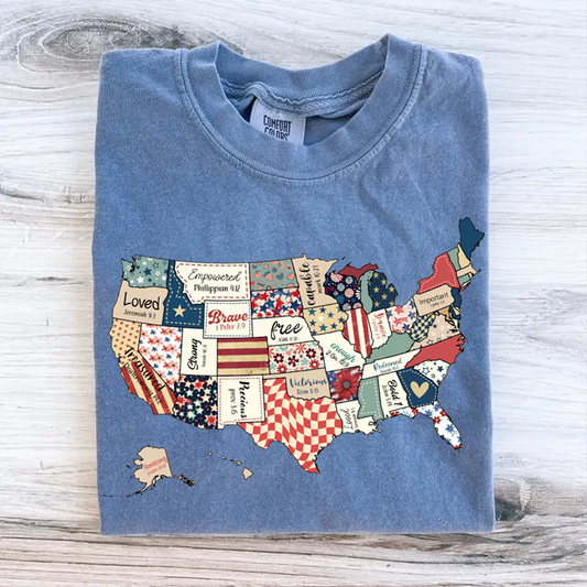 Retro America USA Map God Say You Are Tee