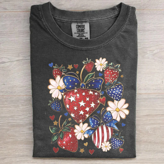 Retro 4th of July Strawberry Tee