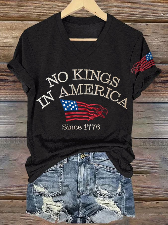 Retro No Kings In America Since 1776 Print T-Shirt