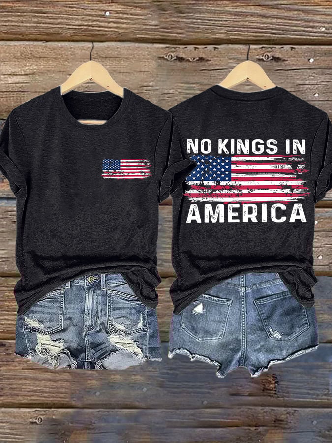 Retro No Kings In America Print T-Shirt