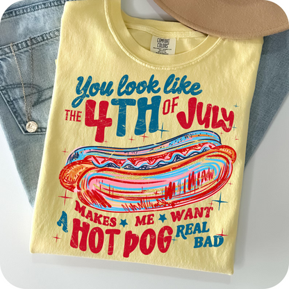 You Look Like the 4th of July Retro America Hot Dog Tee