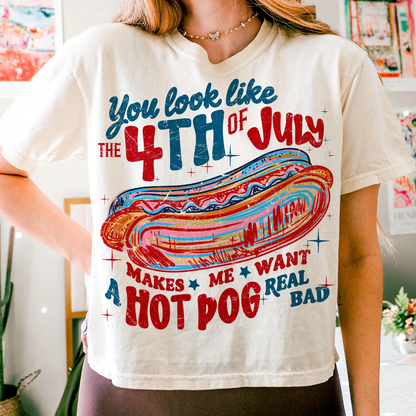 You Look Like the 4th of July Retro America Hot Dog Tee