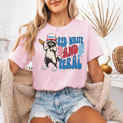 Funny 4th of July Feral Raccoon Tee