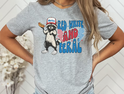 Funny 4th of July Feral Raccoon Tee