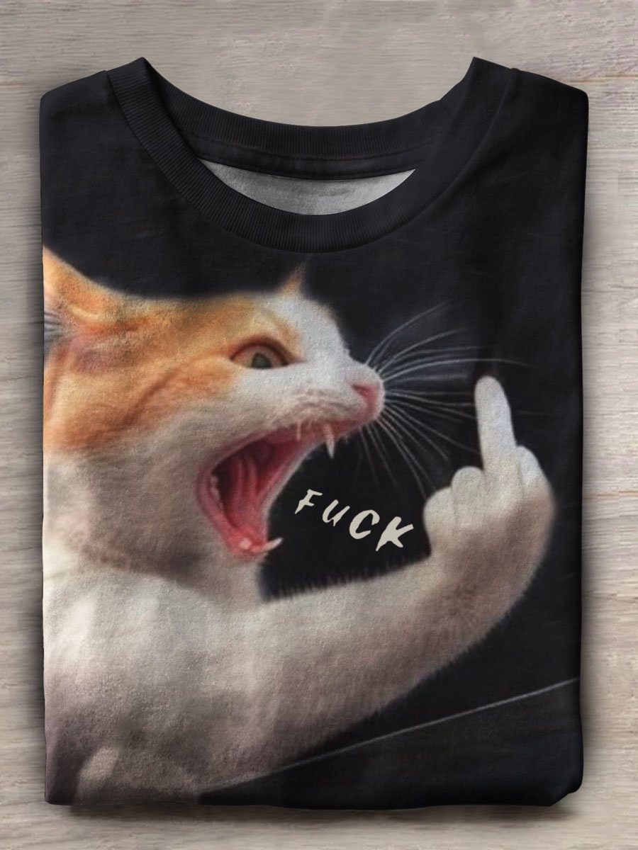 Fuck Print Casual Short Sleeve Top