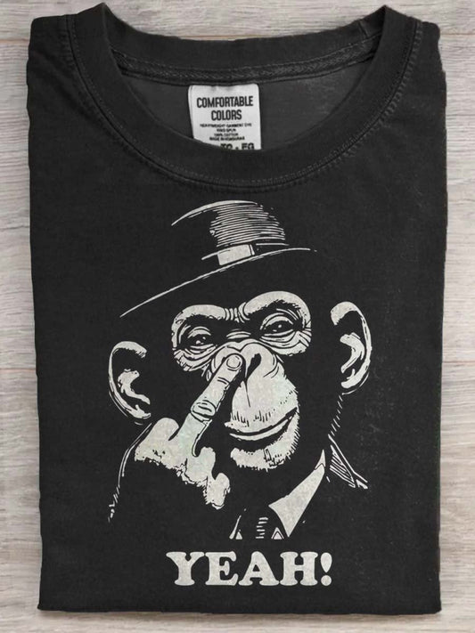 Lustiges, lässiges Kurzarm-T-Shirt mit Orang-Utan-Aufdruck 