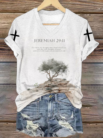 Psalm 23 4 Jeremiah 29 11 Psalm 91 2 Printed Jesus Shirt