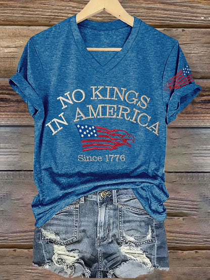 Retro No Kings In America Since 1776 Print T-Shirt