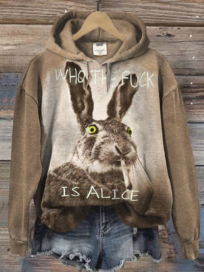 Who The Fuck Bunny Art Print Casual Sweatshirt