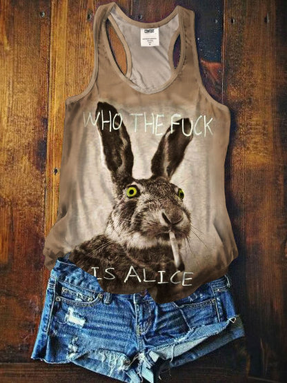 Bad Bunny Gelbes, lustiges, lässiges Tanktop mit Cartoon-Aufdruck