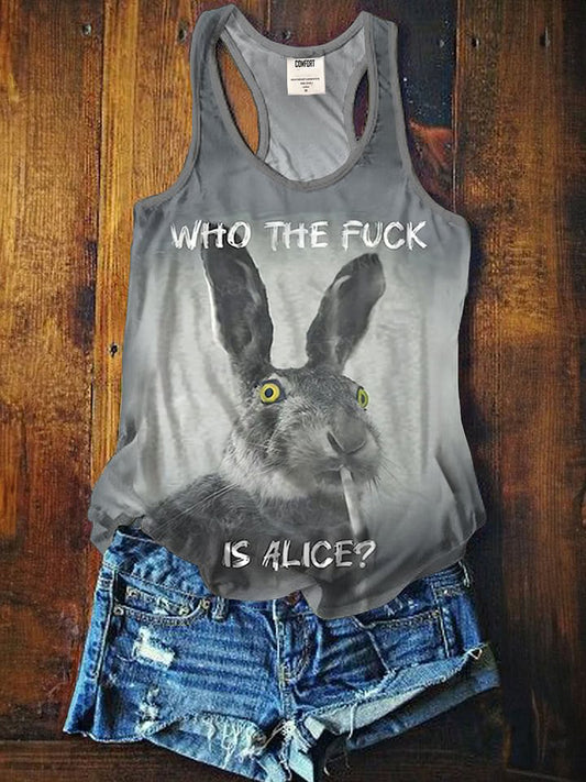 Who The Fuck Bunny Art Print Tank Top