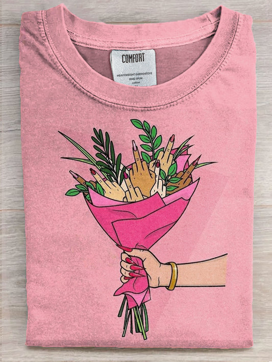 Fuck Flower Art Print Casaul Short Sleeve T-shirt