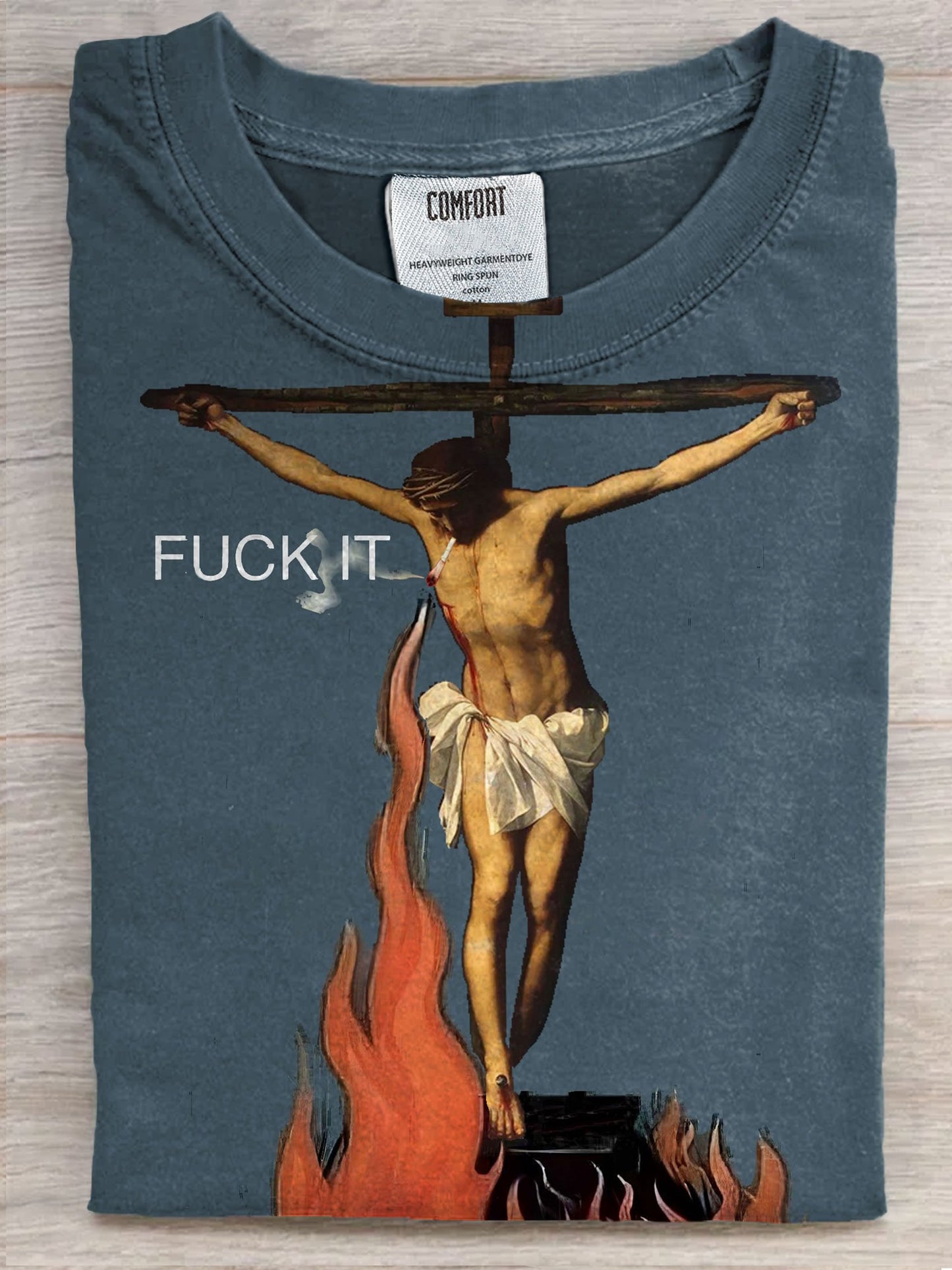 Jesus Fuck It Art Print Casual Short Sleeve T-shirt