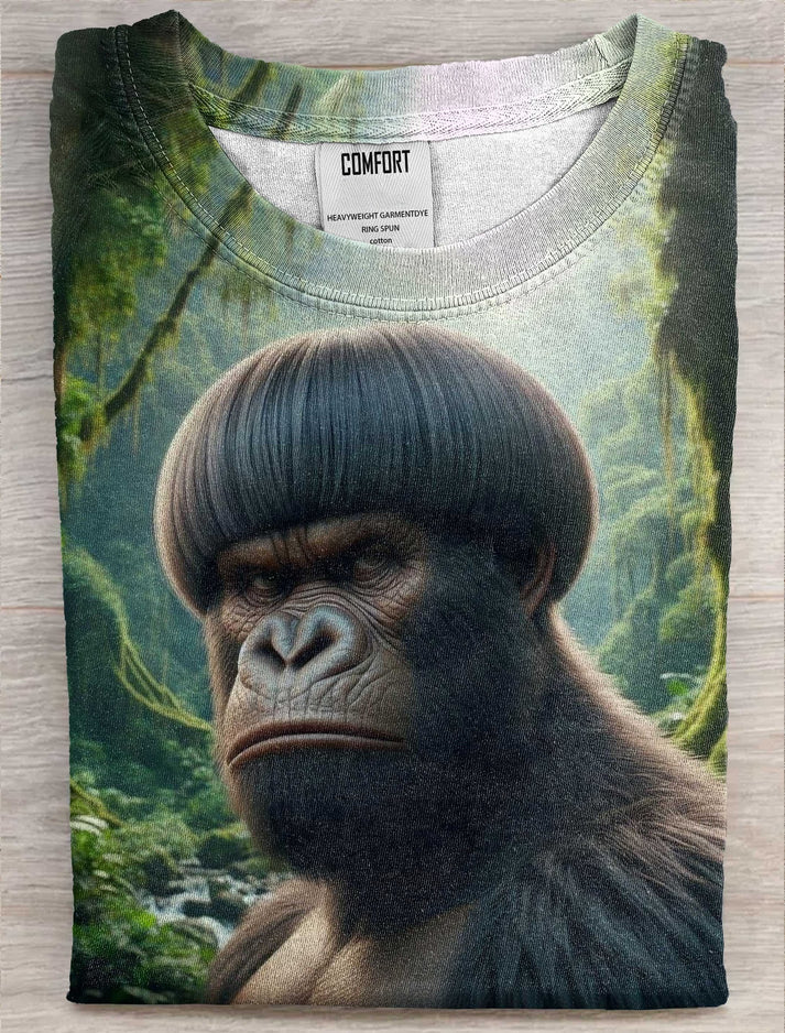 Lustiges bedrucktes, lässiges T-Shirt mit Rundhalsausschnitt (复制) 