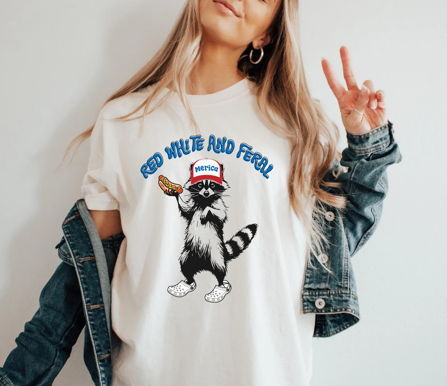 Funny 4th of July Feral Raccoon Hotdog T-shirts