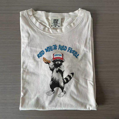 Funny 4th of July Feral Raccoon Hotdog T-shirts