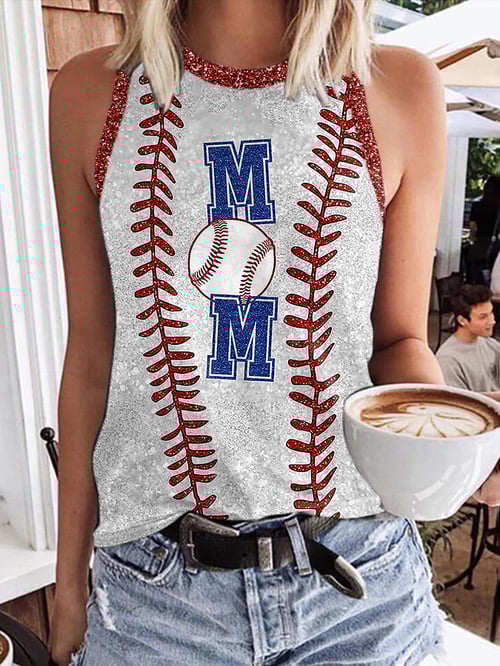 Tanktop mit Retro-Baseball-Mom-Print für Damen 