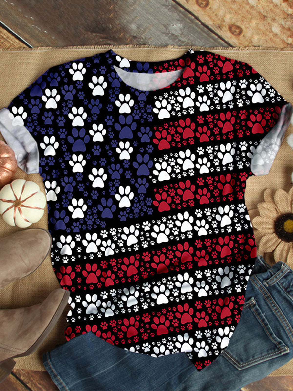 Lässiges T-Shirt mit Hundepfote
