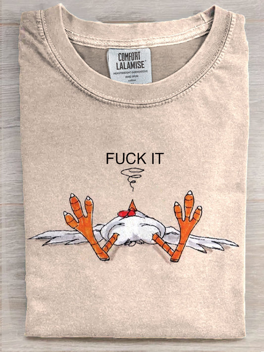 Fuck It Art Print Casaul Short Sleeve T-shirt