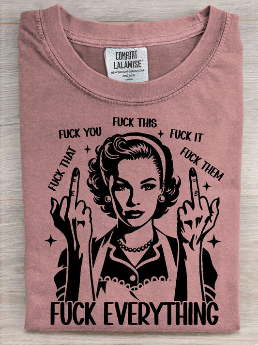 Fuck This Fuck That Retro Funny Housewife Art Print Casual Short Sleeve T-shirt