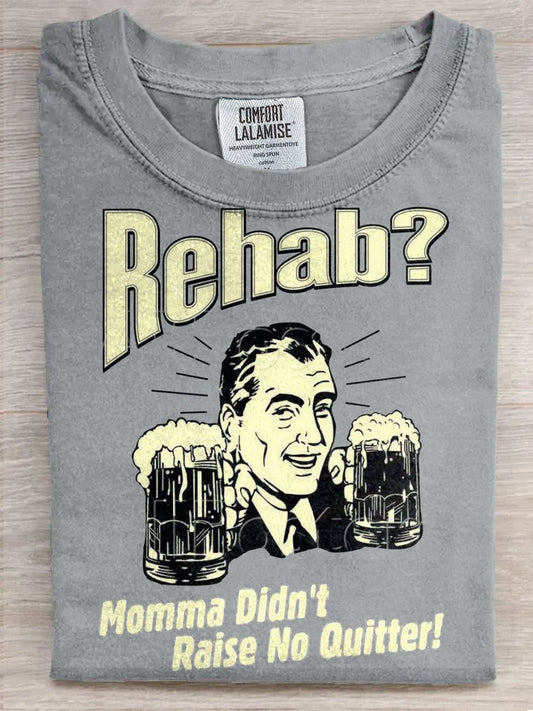 Vintage Funny Rehab Art Print Casaul Short Sleeve T-shirt
