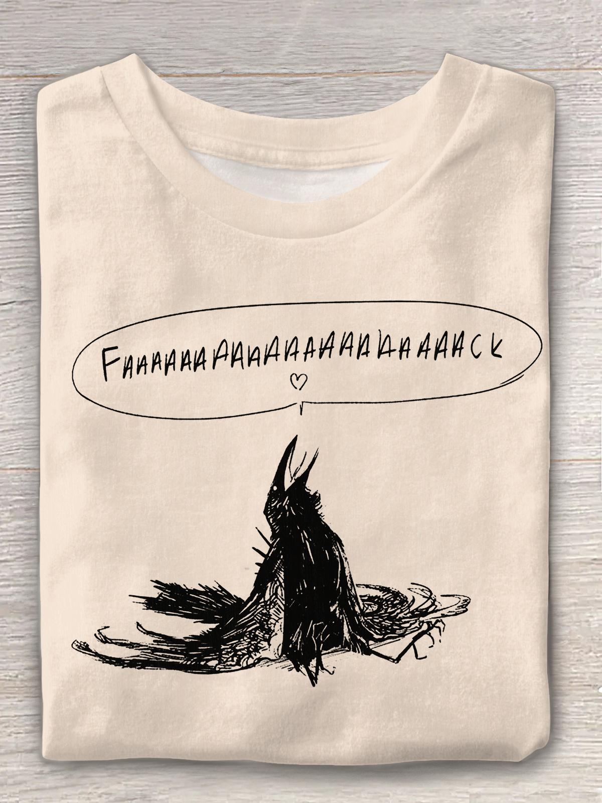 Fun Bird Print Casaul Sleeve T-shirt