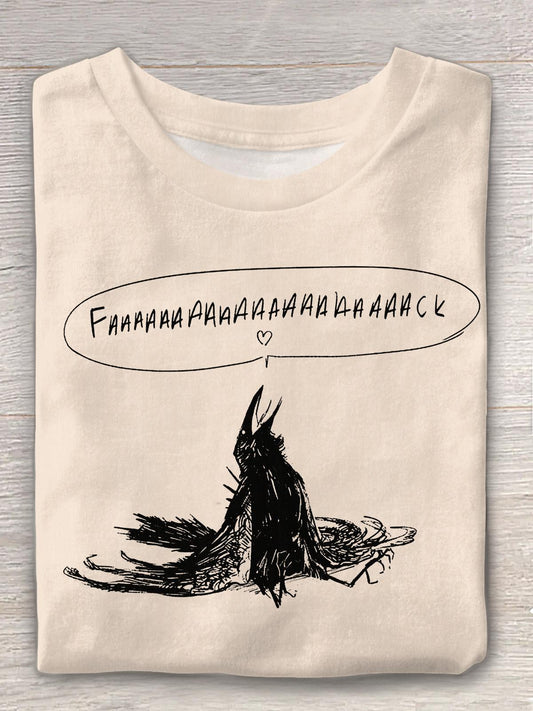 Fun Bird Print Casaul Sleeve T-shirt