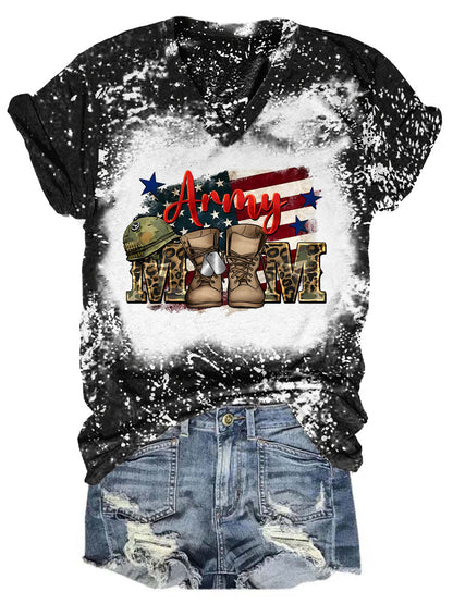 Army Mom Tie Dye V Neck T-shirt