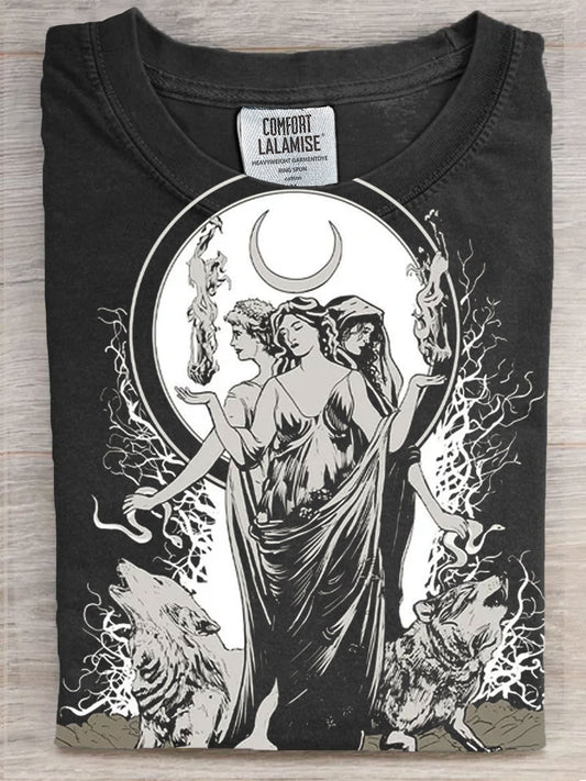 Moon Goddess Art Print Casaul Short Sleeve T-shirt