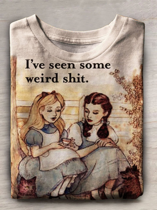 I've Seen Some Weird Shit Print Casual Short Sleeve Top