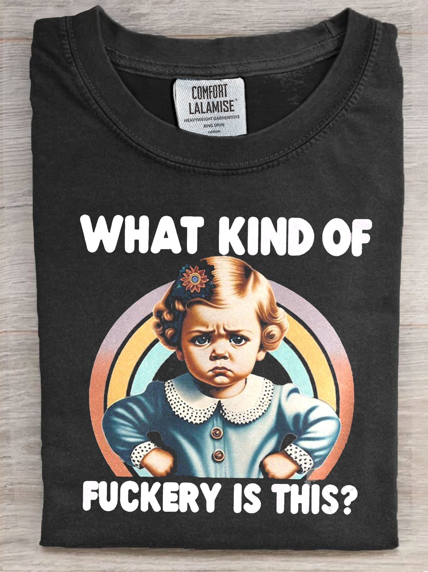 Funny Adult Humor WTF Art Print Casual Short Sleeve T-shirt