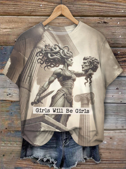 Girls Will Be Girls Medusa Perseus Head Graphic Tee